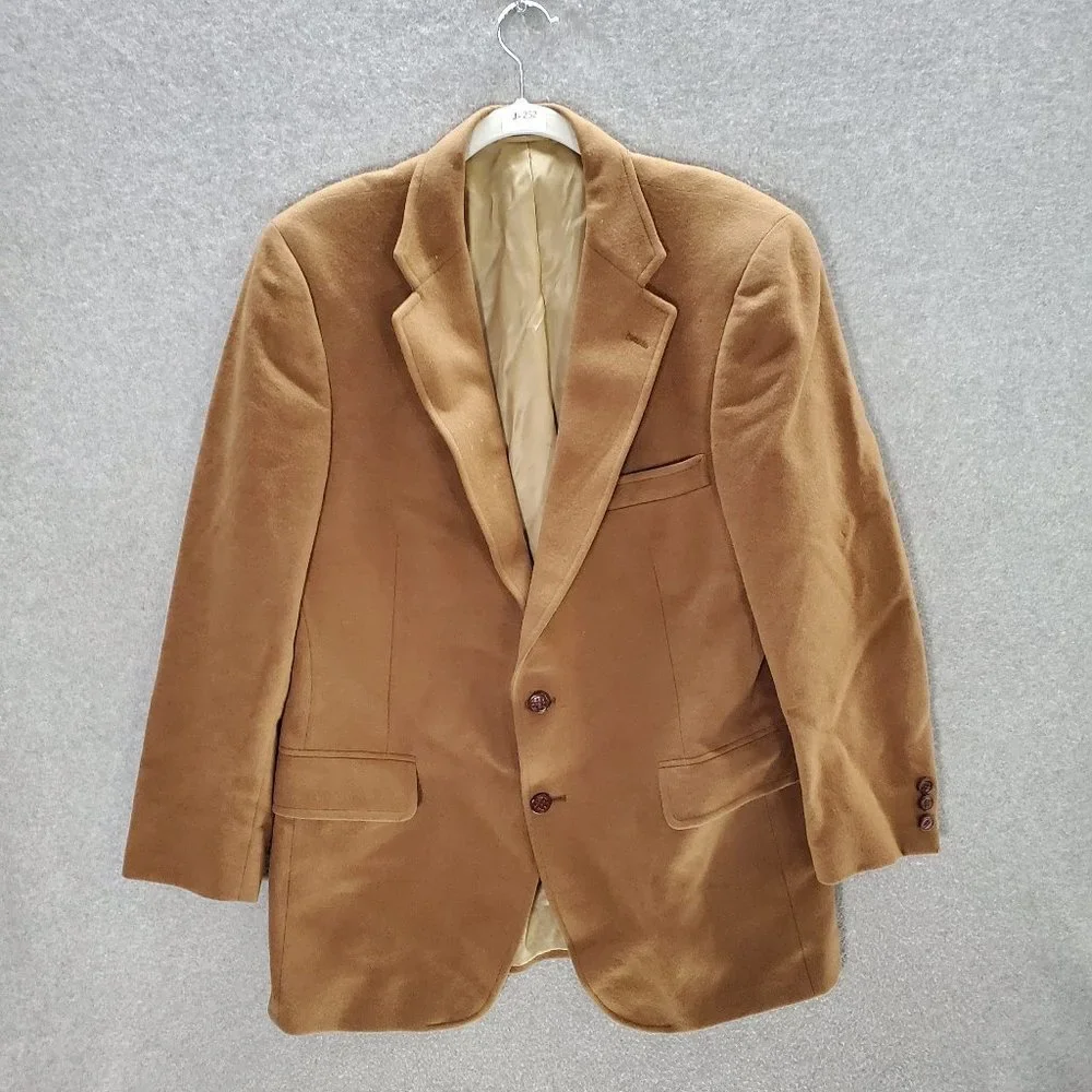 Rudy Harris Men Blazer Jacket Medium Brown Camel Hair‎ Button Up Pockets Collar